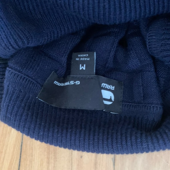 G-Star Raw Dark Blue Turtleneck Sweater with Textured Pattern - Picture 7 of 7